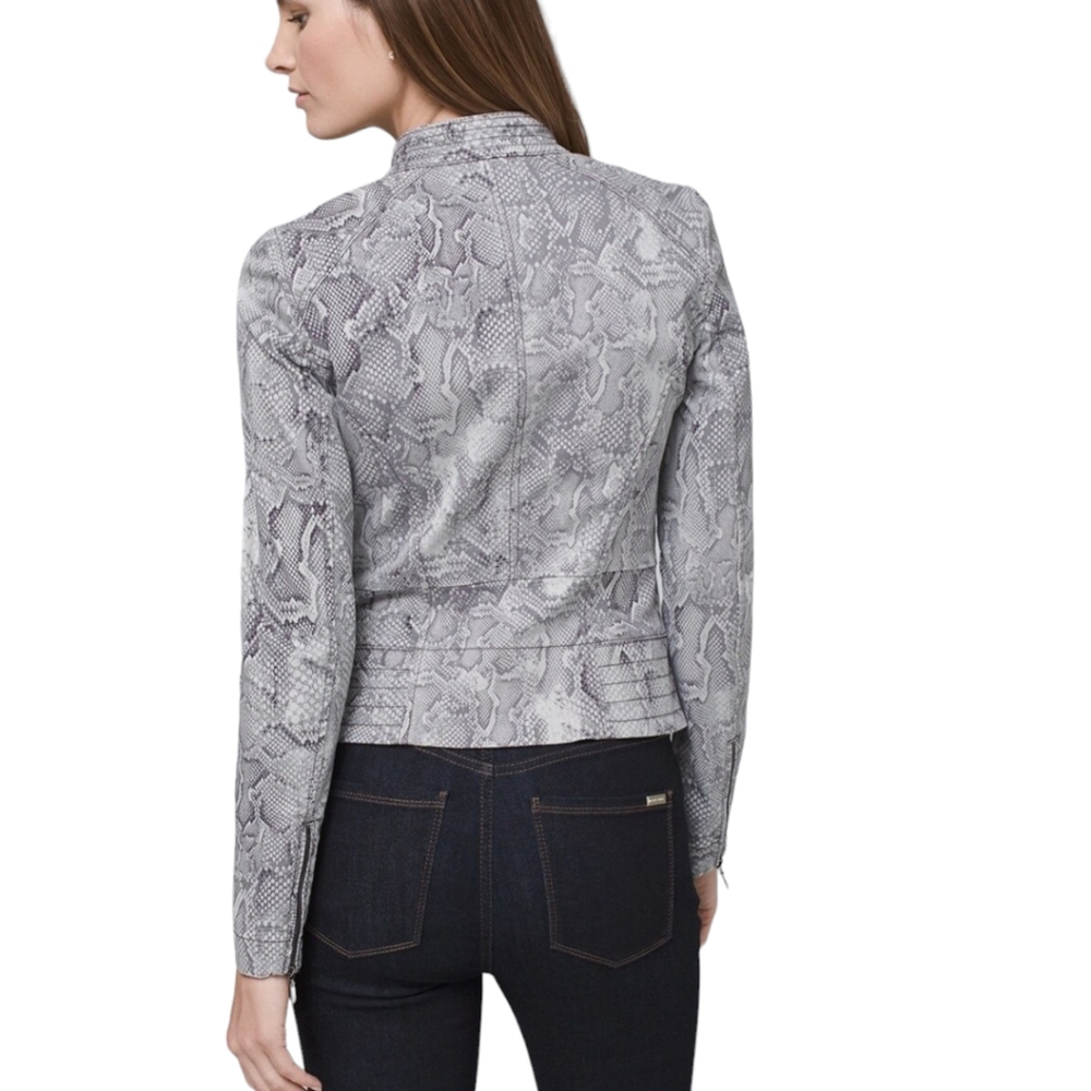 White House Black Market Snake Moto Jacket Sz 12 NWT - Picture 2 of 9